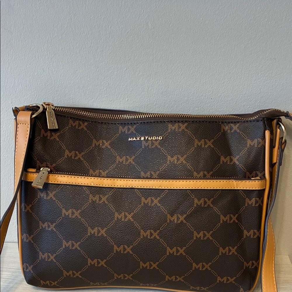 Max Studio Brown and Tan Messenger Bag